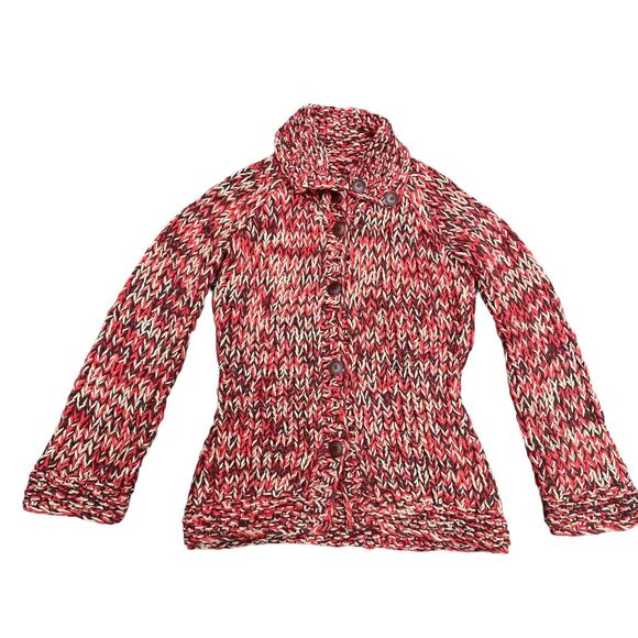 525 Chunky Knit Cardigan Size S Fall Colors Acrylic Blend Knit Boho Sweater $108 - Picture 1 of 12
